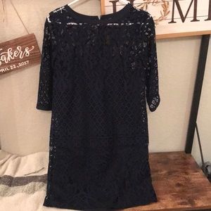 Beautiful blue lace 3/4 sleeve dress. Worn once!
